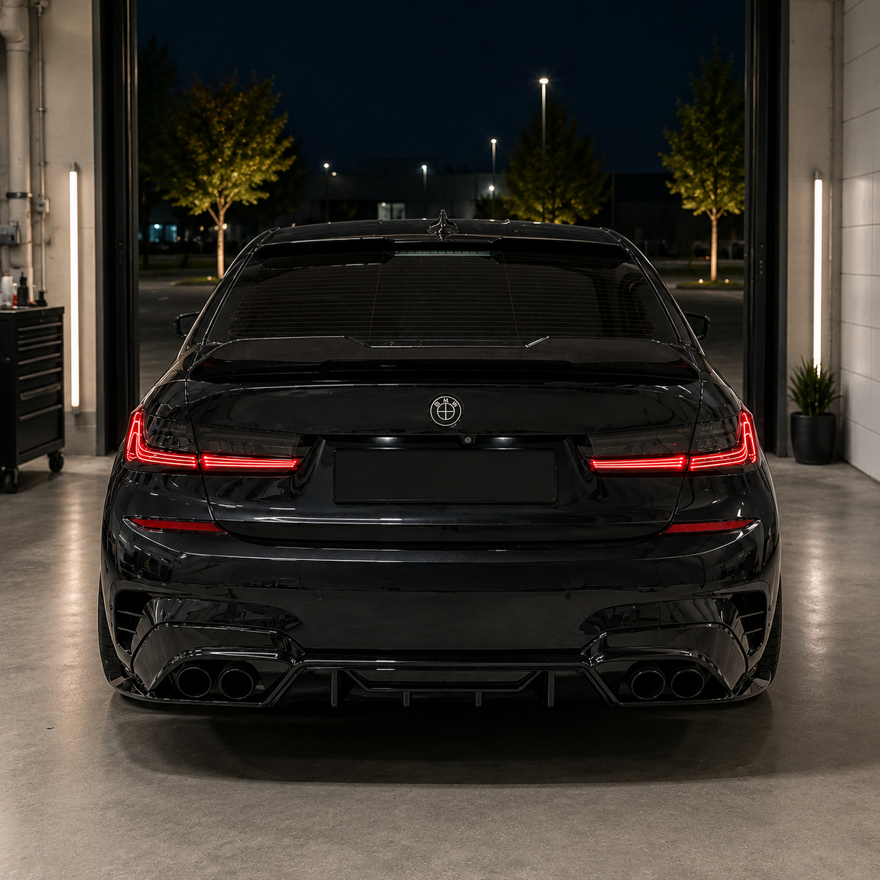 BMW G20/G21 M-sport Competition takadiffusori – Kiiltävä Musta