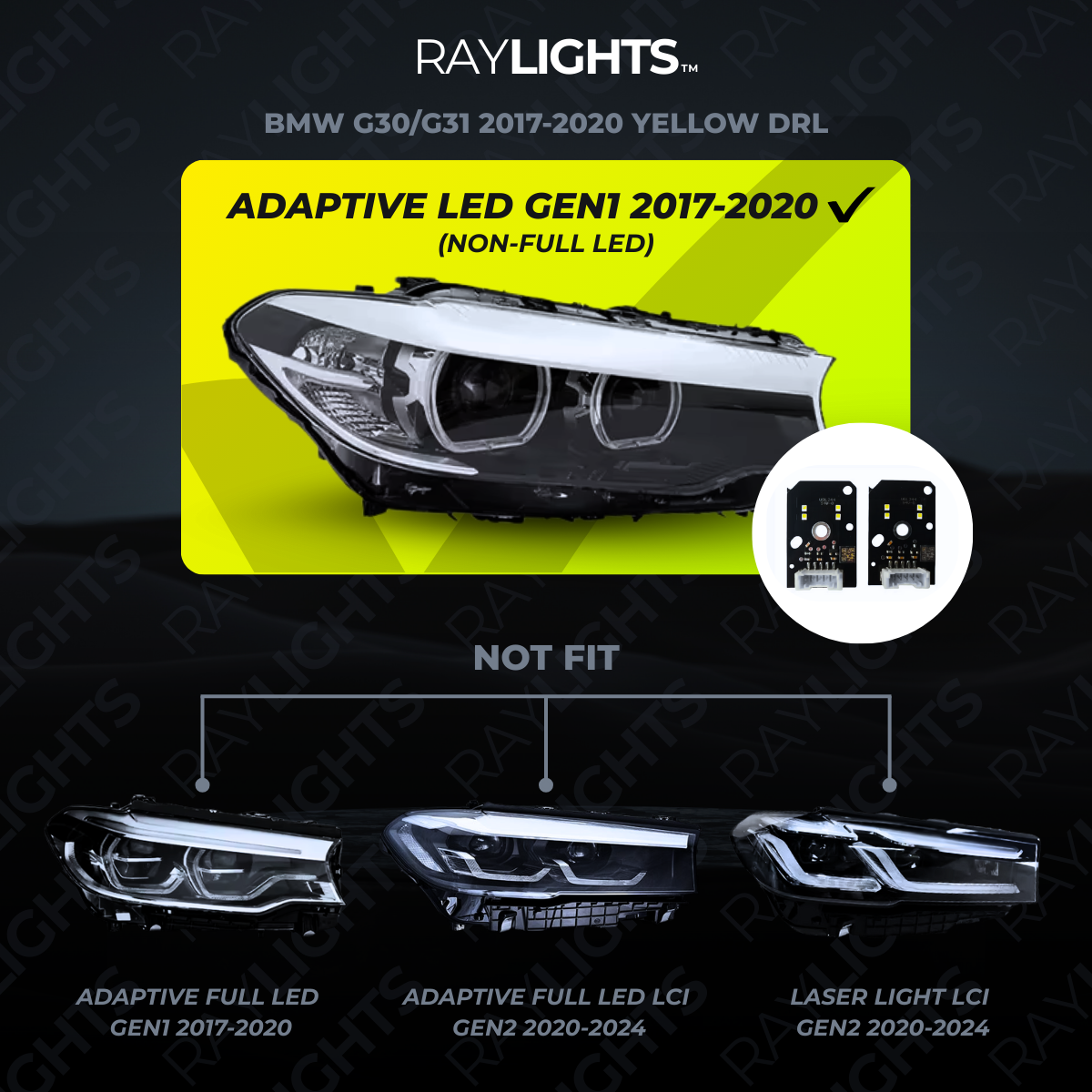 BMW G30/G31 (2017-2020) - Keltaiset DRL-valot GEN1 RayLights