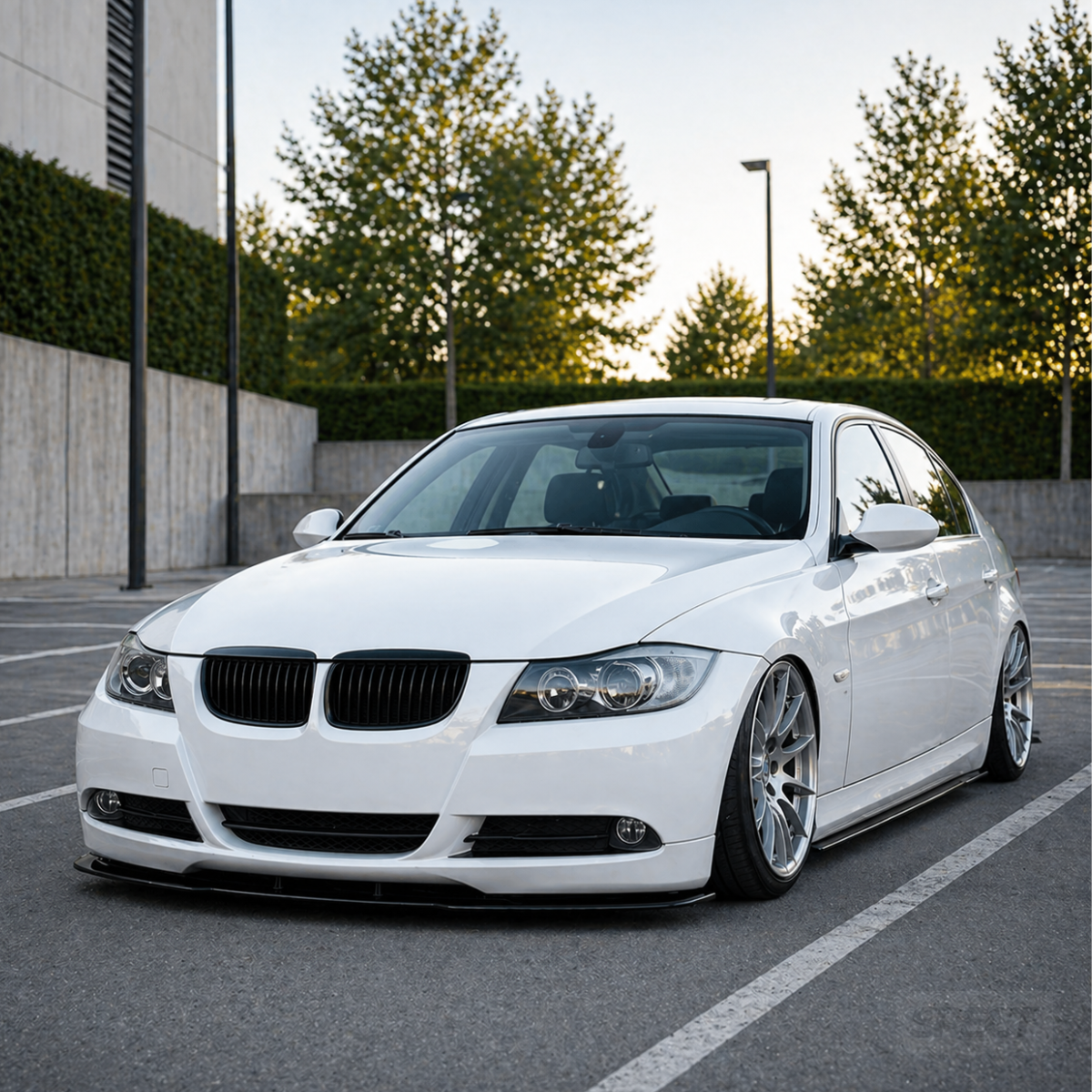 BMW E90/E91 2005-2008 Pre LCI - Etuspoileri kiiltävän musta Base